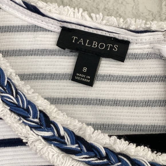 Talbots Navy Blue Strip Ottoman Sleeveless Shift Dress Size 8 - Picture 5 of 7